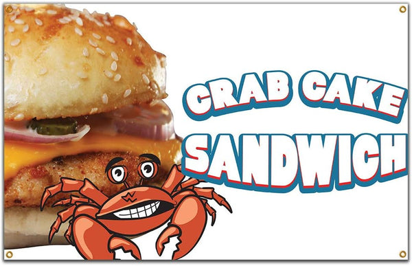 Crab Cake Sandwich 60" Banner Concession Stand Food Truck Single Sided