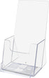 YOUNI (2 Pack) 4" Wide Tri-Fold Brochure with Business Card Holder - Clear Acrylic Counter-top Organizer