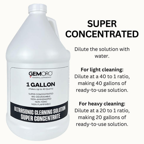 GemOro Jewelry Cleaner Solution Concentrate - Professional Performance for Ultrasonic Machines (1 Gallon)