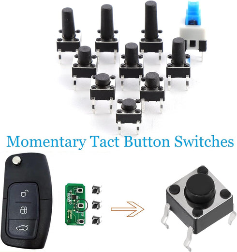OCR 180Pcs Assortment Kit of 6x6mm Micro Momentary Tactile Push Button Switches, 10 Values