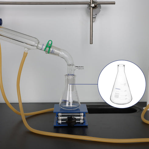 Glass Narrow Mouth Erlenmeyer Flask, 2 L Borosilicate Glass Heavy Wall Flask with Heavy Duty Rim