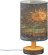 ALAZA Boho Bohemian Sun Cloud Bedside Table Lamp with USB Port for Bedroom Nightstand Lamps Night Light Linen Fabric