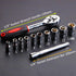 1/4 Inch Ratchet Socket Wrench Set, Metric Socket Set with Quick Release Reversible Ratchet Wrench, 12 Pcs