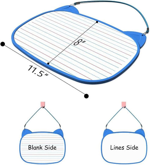 Small Dry Erase White Board 11.5x8" with 5pcs Dry Erase Markers, Double Sided Dry Erase Lapboard with Lines, Mini Hanging Whiteboard for Kids (Blue) by ALL SUMMER