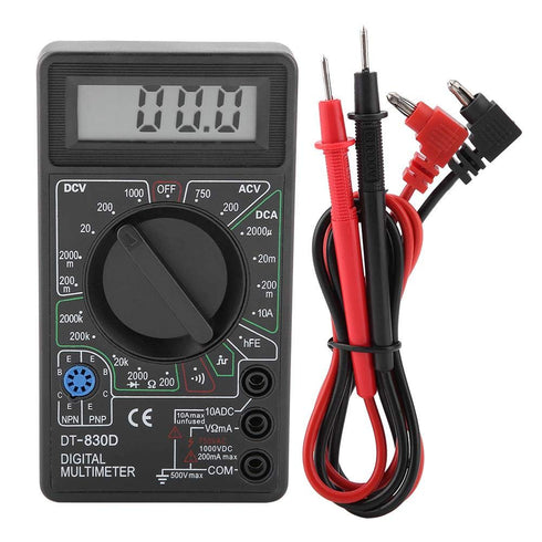 Black DT830D Auto Ranging Digital Multimeter, Continuity Ohm Digital Multimeter, for Transistor Testing Diode Testing Continuity Measurement Buzzer Measurement