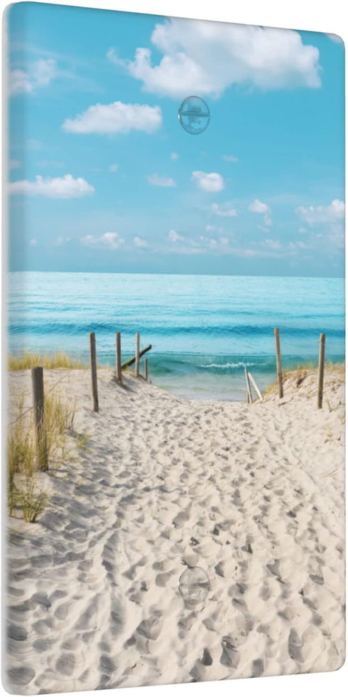 Blue Ocean White Sand Beach 1 Gang No Device Blank Outlet Covers Wall Plate Electrical Switchplate Standard Size Light Switch Cover Decorative Faceplate Decor Wallplate 4.5 x 2.76 in by YXLJQ
