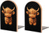 Generic Cartoon Highland Cow Wood Book Ends Holder Stand Cute Desk Decor Bookends