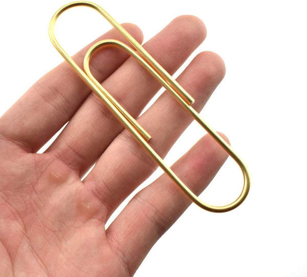 HAHIYO Paperclips, 4 inch (100mm) Extra Large, Sturdy Bright Gold Vinyl Coated for Organizing Home Office