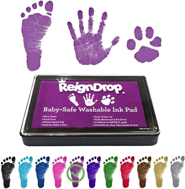 ReignDrop Ink Pad for Baby Footprint & Handprint, Impressive Keepsake Stamp for Infant & Kids, Smudge Proof, Acid Free