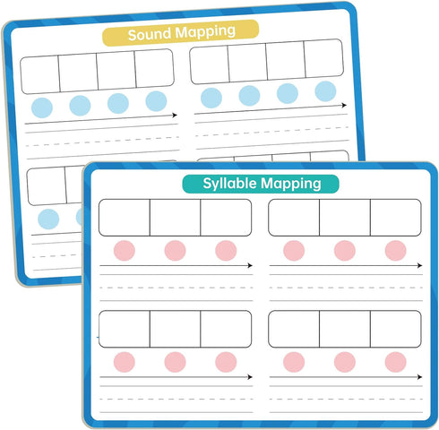 Phonemic Awareness Double Sided Dry Erase Board 9" x 12" Small Whiteboard for Speech Games, Preschool, Kindergarten