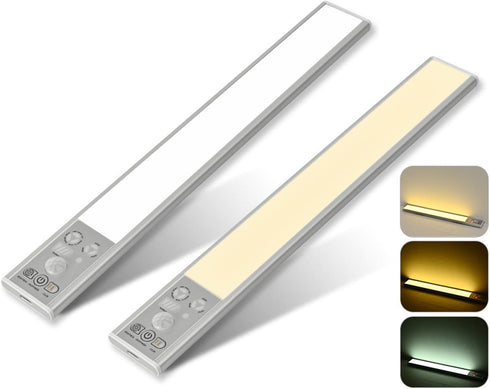 Fockety 3 Dimmable Counter Closet Under Cabinet Lighting, Color Under Light Rechargeable Light with Super Thin Motion