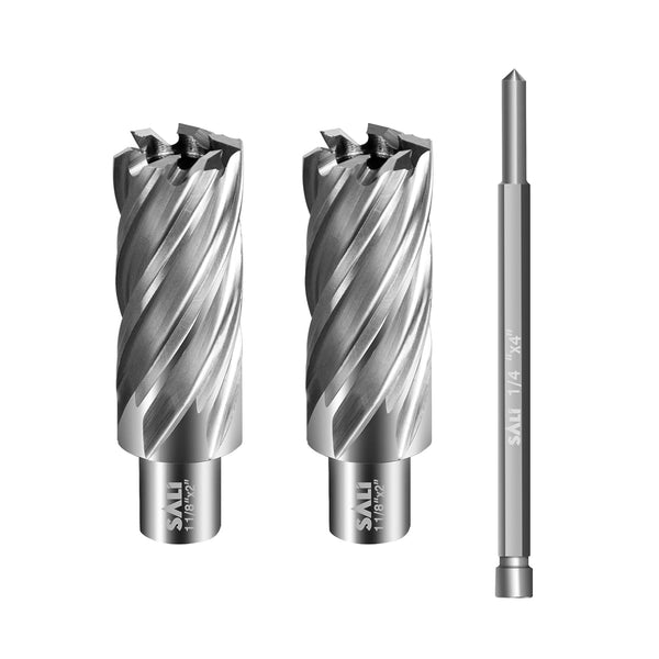 SALI 2 pcs Annular Cutter, 1-1/8 Inch Diameter with Weldon Shank, 2" Cutting Depth Mag Drill Bit