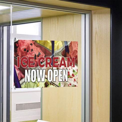 Fastasticdeals 36x24Inches Decal Stickers Multiple Sizes Ice Cream Now Open Advertising Printing Industrial Vinyl