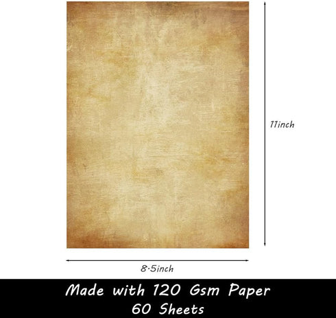 Stationery Writing Paper, 60 Sheets, 8.5" x 11", Vintage Double Sided Printing Paper for Craft and Invitations