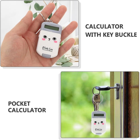 STOBOK Children Toys, 2Pcs Mini Cartoon Keychain Calculator, Electronic Pocket Calculator for Kids School Supplies.