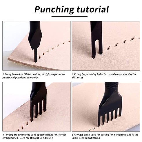 4 Pcs Leather Prong Punch Tool Set, Leather Craft Hole Punches 1/2/4/6 for Stitching Punch Tool (3mm)