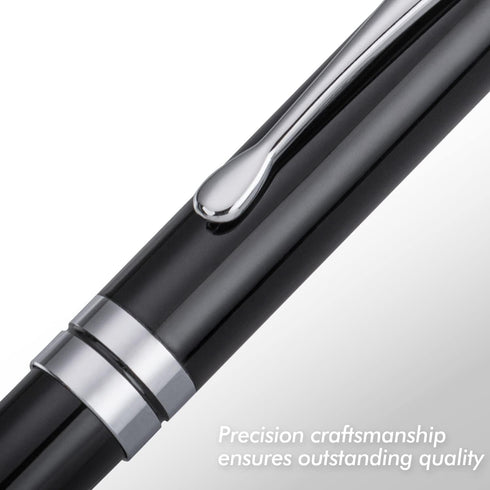BEILUNER Ballpoint Pens, Stunning Black Chrome Ballpoint Pen with Silver Trim, Best Ball Pen Gift Set for Men & Women, Professional, Executive, Office, Fancy Pen-Gift Box With 0.5mm Extra Black Refill by BEILUNER