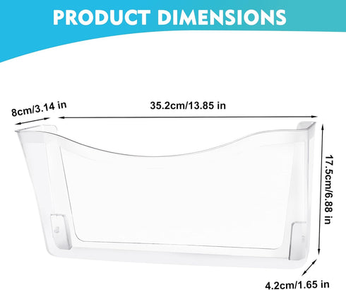 EASEPRES 8 Pack Clear Single Pocket Hanging File Organizer, Plastic Wall Mount Paper Holder for Office, School, Home