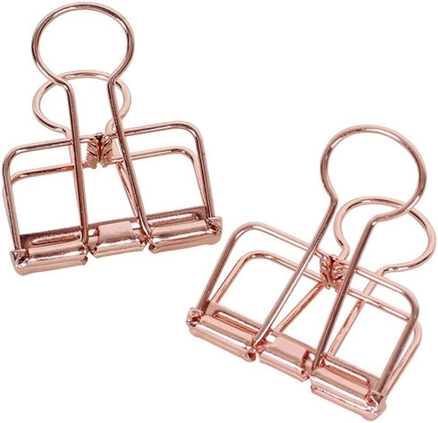 Rose Gold Hollow Out Metal Wire Binder Clips - Large 51mm, Pack of 12
