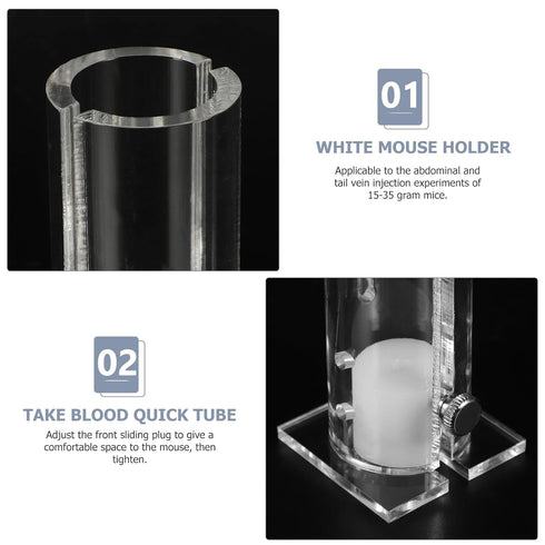POPETPOP Mouse Restrainer for Research - Acrylic Transparent Laboratory Cages for 15-35 Gram Mice
