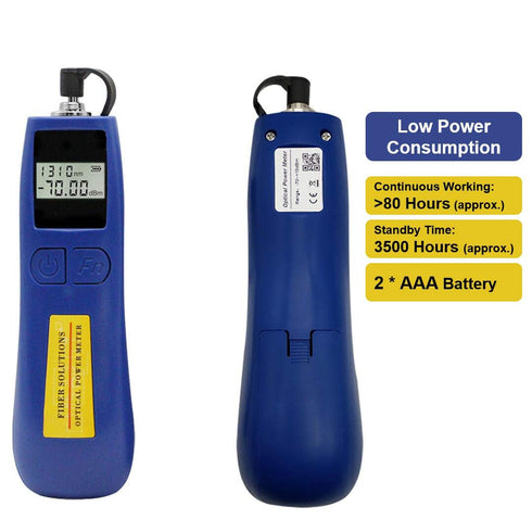 Optical Power Meter -70~+10 dBm, Fiber Light Meter for Testing 6 Calibrated Wavelengths, Lightweight 68g