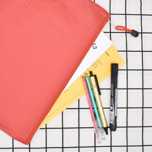 Renashed 10Pcs A4 Waterproof Zipper File Bags - Football Pattern Office Document Bags for Students, 10 Color