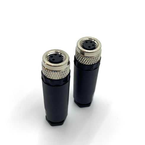 2Pcs M8 4 Pin Female Circular Connector - Field Assembly Wireable Sensor Straight Type A Code Adapter IP67 Waterproof