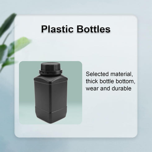 Heyiarbeit 2pcs 1000ml/34oz Plastic Lab Chemical Reagent Bottle Wide Mouth with Black Cap