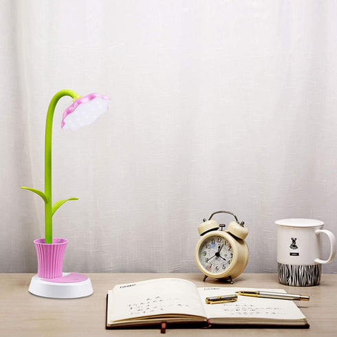 Desk Lamp for Kids, Sunflower LED Charging Table Lamp, Adjustable Brightness, Small Folding Light for Reading, Study