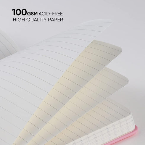Lined Journal Notebook Hardcover with 216 Pages - A5 College Ruled Notebook with 100gsm Thick Paper,Pen Loop,Inner Pocket,5.75'' X 8.38'' - Pink