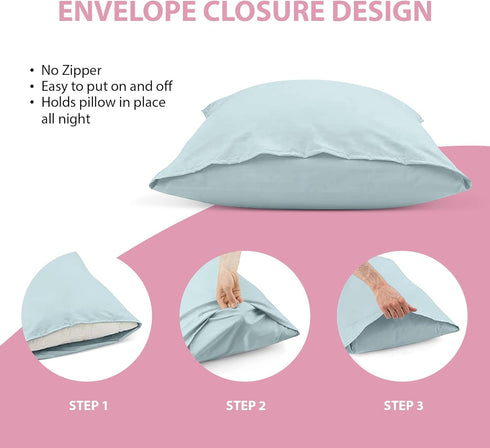 Circles Home Premium Sateen Pillow Envelope, 300TC, Standard Size, Blue