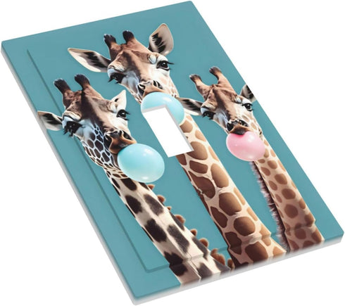 Sturin 1 3X5 Bubble Blowing Giraffe Wall Plate Light Switch Cover Gang Single Toggle Toggle Switch Art Plates