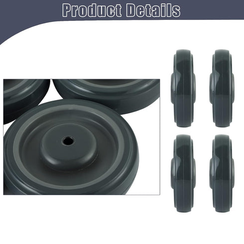 MYFULLY 5" Shopping Cart Replacement Wheels Kit, 4 Pack (Grey), Polyurethane Stepped and Full Tread Face Caster Wheels