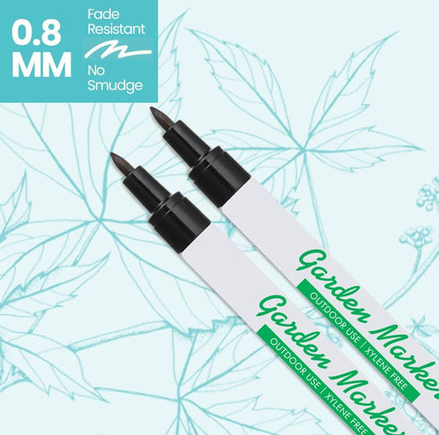 LINE42 0.8 mm Garden Markers for Outdoor Use, Medium Point, Black - Fade Resistant Ink, Waterproof, Xylene Free, No