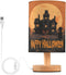 Aslsiy Spooky Castle Halloween Moon Bedside Table Lamp Orange Nightstand Lamp Night Light