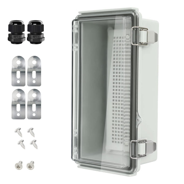 LeMotech Electrical Box, IP67 Waterproof Hinged Clear Cover Junction Box, ABS Plastic Enclosure with Mounting Plate,