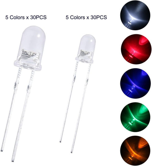 3mm 5mm Bulbs 5 (Pack 350) ELEGOO and Diffused and Clear Assorted LED Light Kit Light Colors with UV, RGB CA, Fast