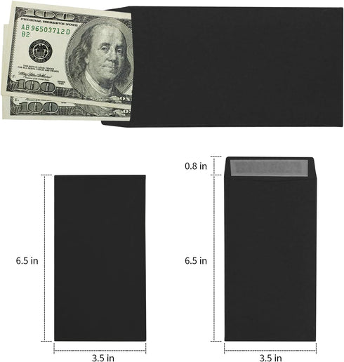 Granhoolm 50 Pack Large Cash Envelopes 3.5 x 6.5 inch for Savings Plan, Coin, Seed, Credit Card, Check