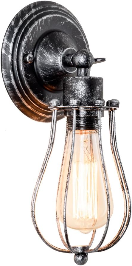 Vintage Wall Lamp Adjustable Rustic Retro Wire Cage Wall Light Industrial Style