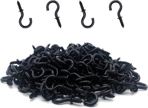 120 Pcs Nickel Plated Metal Cup Hooks, 1/2 Inch Screw-in Hooks, Black Ceiling Hooks for Home Use