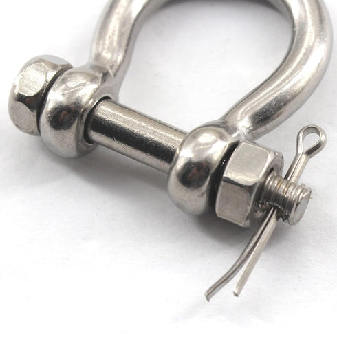 M8 Bow Shackle Anchor Shackle - Stainless Steel 304 D Ring Shackle with Cotter Pin for Material Handling (Pack of 4)