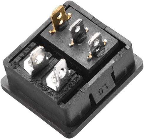 uxcell C8-8 Panel Mount Plug Adapter, AC 250V 2.5A 2 Pins with 3P Red Light ON-OFF Switch, 2pcs