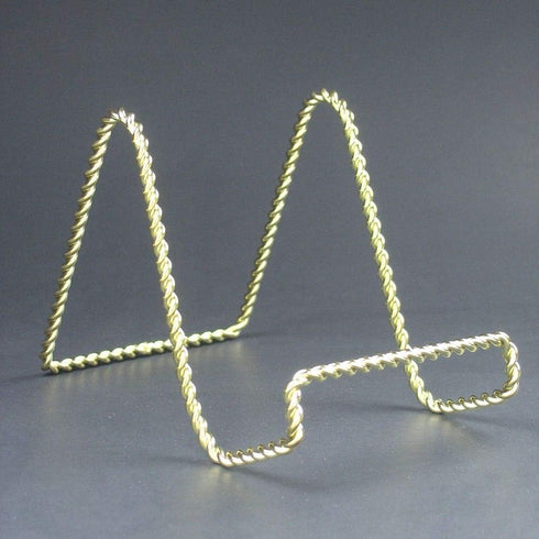 Wire Easel Display Stand 4" H - Twisted Brass Finish Metal, Pack of 3