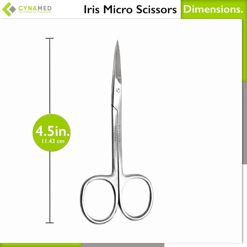 Cynamed Iris Micro Dissecting Precision Lab Scissors, Fine Point Straight - Pack of 3