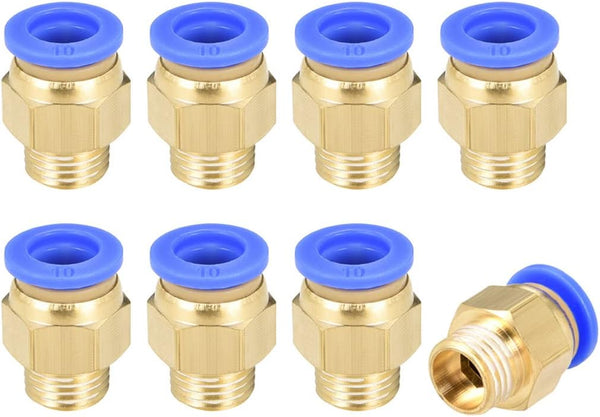 uxcell Straight Pneumatic Push to Quick Connect Fittings G1/4 Male x 10mm Tube OD, 10pcs