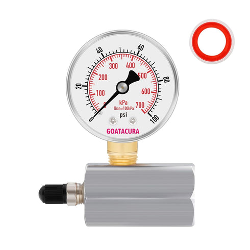 Gas Test Pressure Gauge 0-100psi/kpa, 2" Dial Size, Chrome Plated Steel Body, 3/4" FNPT Connection