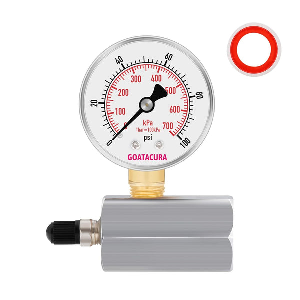 Gas Test Pressure Gauge 0-100psi/kpa, 2" Dial Size, Chrome Plated Steel Body, 3/4" FNPT Connection