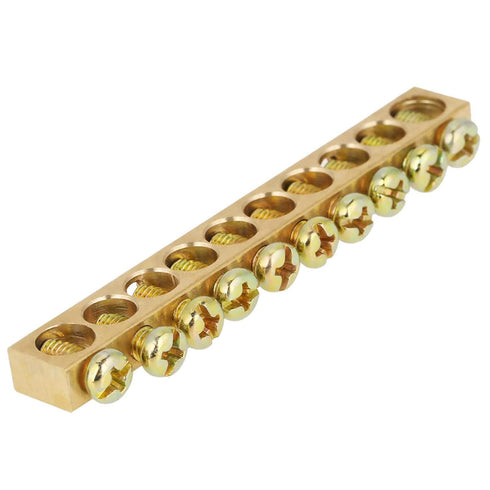 10pcs 10-Hole Brass Electrical Distribution Wire Screw Terminal Block Bar, Ground Neutral Bar Terminal