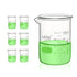 6pcs Heavy Duty Glass Beakers, 150ml (5oz), Borosilicate 3.3 Glass with Double Scaled Graduation