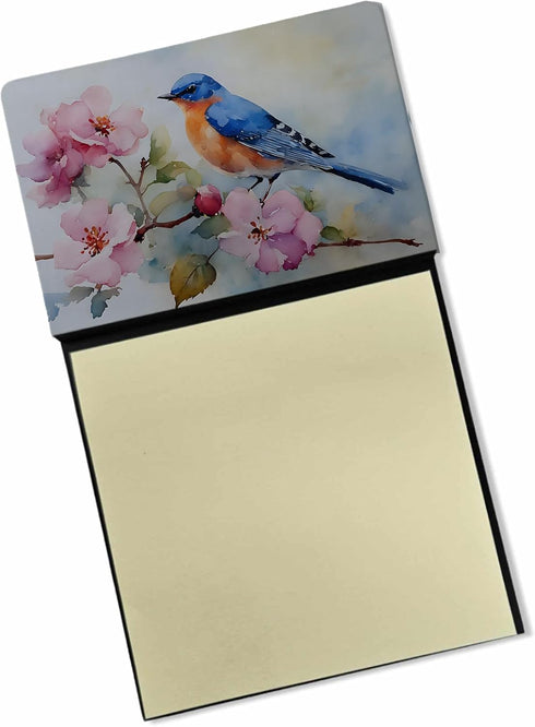 Caroline's Treasures Bluebird Refillable Sticky Note Holder, Memo Pads, Self-Sticky Note Pads, Desk Accessories